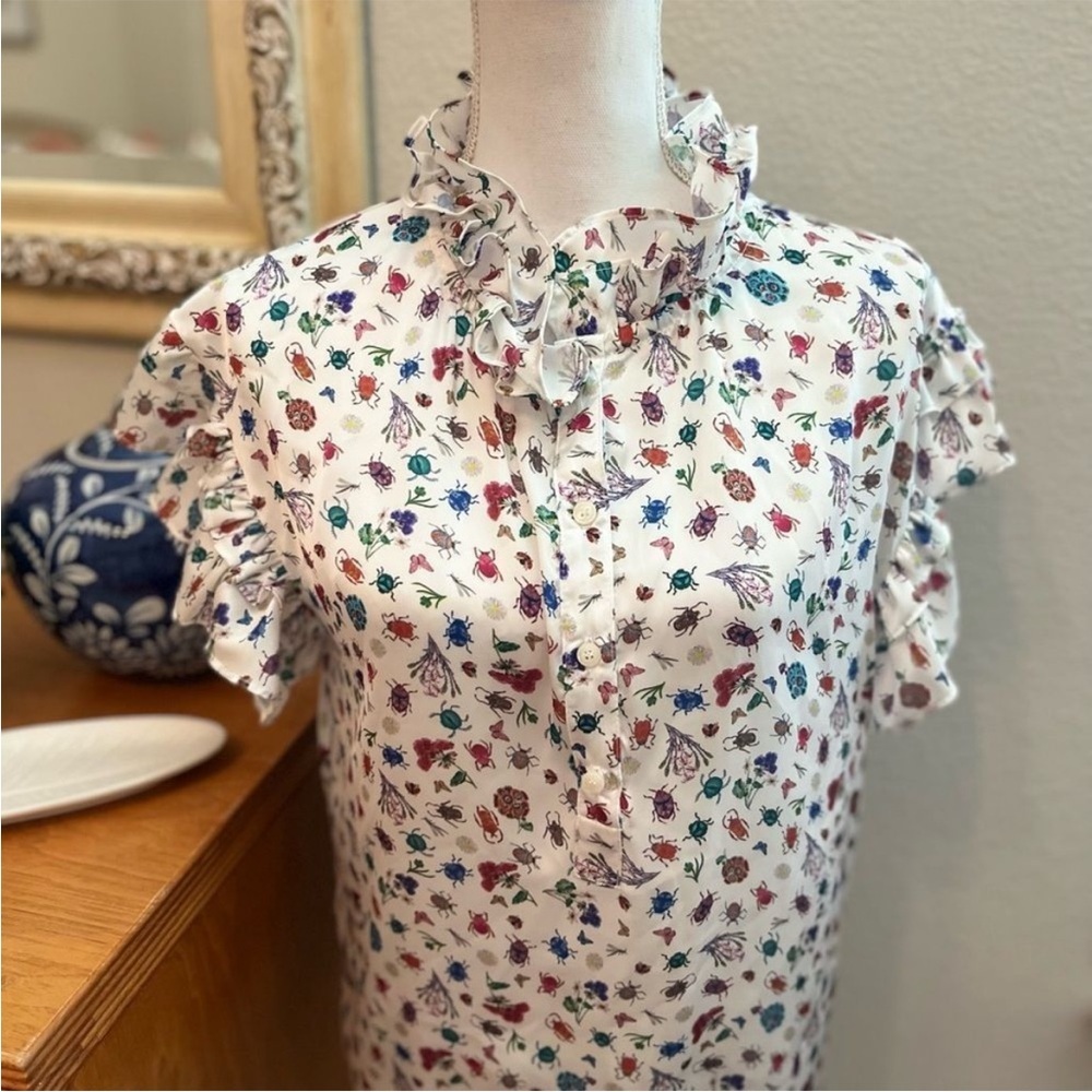 Koch Insect Floral Ruffle Sleeve Blouse